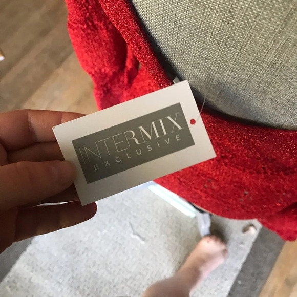 NWT Intermix Ronny Kobo Red Puff Sleeve Sweater, medium - Picture 4 of 8